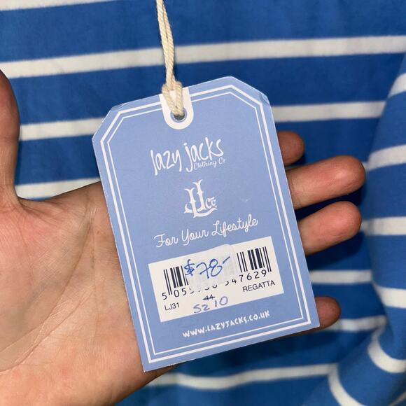 Women’s Lazy Jacks SuperSoft pullover Sweatshirt  blue white striped Size US 10 - Picture 6 of 8